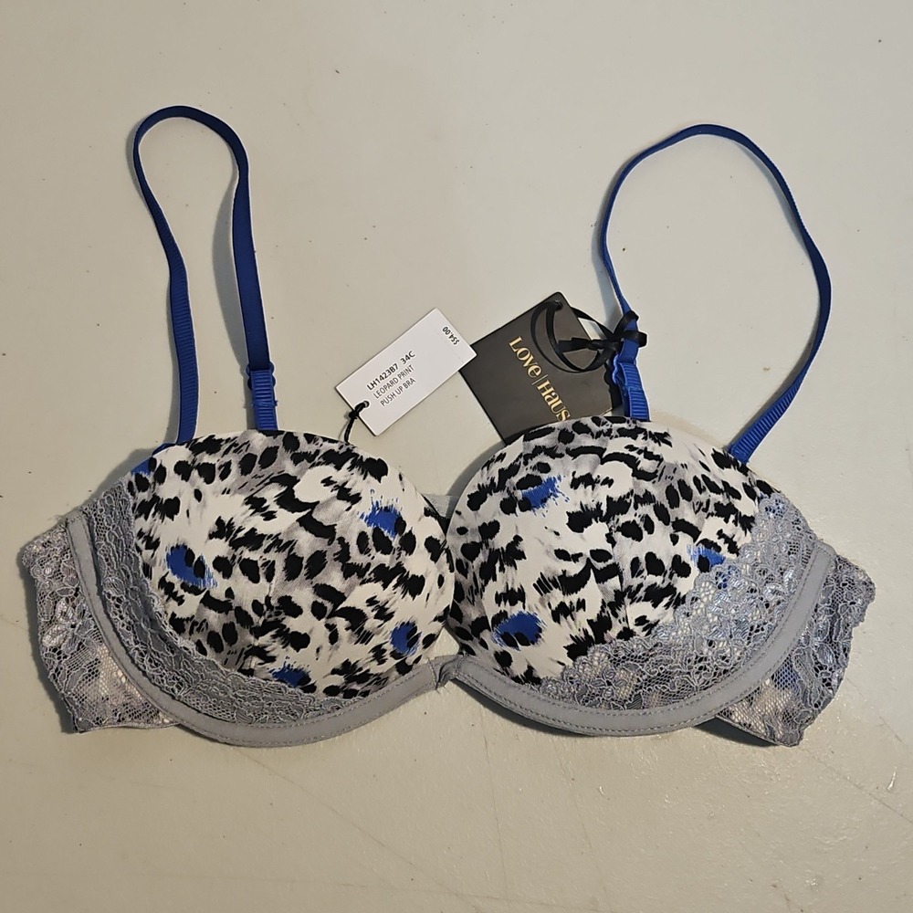 Love Haus By Beach Bunny leopard print push-up Under Wire bra in size 34C.